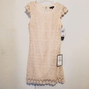 Sequin Hearts Peach Lace Dress